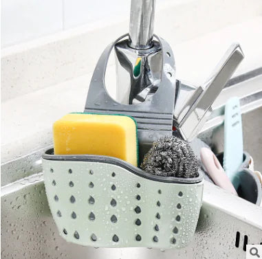 Adjustable Rubber Sink Drainer Basket for Kitchen Storage